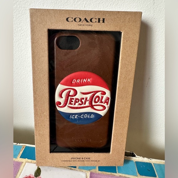 NEW Coach Brown iPhone 8 Case with Pepsi-Cola Design - Picture 3 of 4